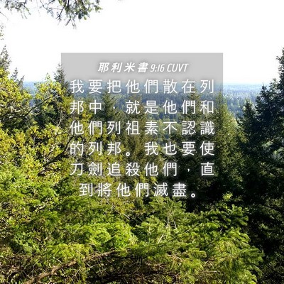 Picture 04 - 耶 利 米 書 9:16 CUVT - 我 要 把 他 們 散 在 列 邦 中 ， 就 - Bible Verse Picture