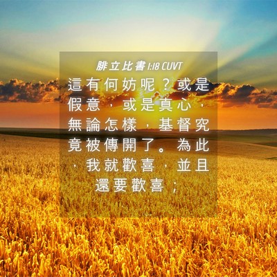 Picture 04 - 腓 立 比 書 1:18 CUVT - 這 有 何 妨 呢 ？ 或 是 假 意 ， 或 - Bible Verse Picture