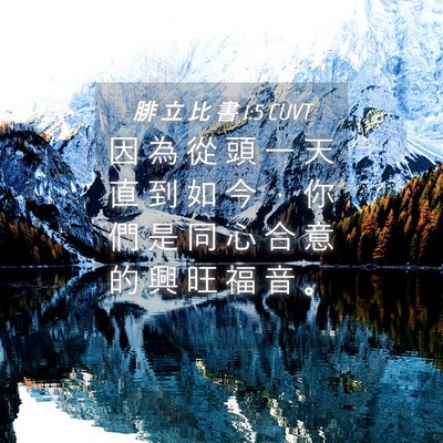 Picture 04 - 腓 立 比 書 1:5 CUVT - 因 為 從 頭 一 天 直 到 如 今 ， 你 - Bible Verse Picture
