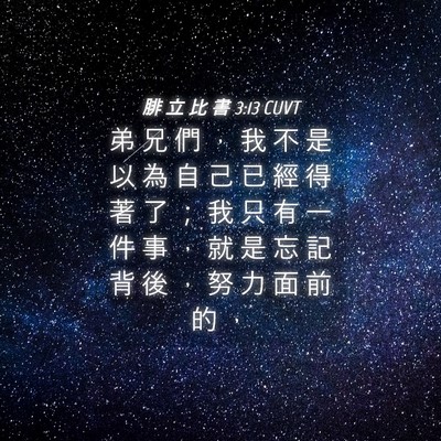 Picture 04 - 腓 立 比 書 3:13 CUVT - 弟 兄 們 ， 我 不 是 以 為 自 己 已 - Bible Verse Picture