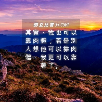 Picture 04 - 腓 立 比 書 3:4 CUVT - 其 實 ， 我 也 可 以 靠 肉 體 ； 若 - Bible Verse Picture