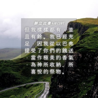 Picture 04 - 腓 立 比 書 4:18 CUVT - 但 我 樣 樣 都 有 ， 並 且 有 餘 。 - Bible Verse Picture