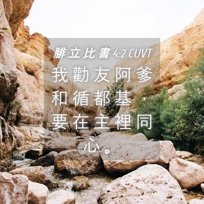 Picture 04 - 腓 立 比 書 4:2 CUVT - 我 勸 友 阿 爹 和 循 都 基 ， 要 在 - Bible Verse Picture