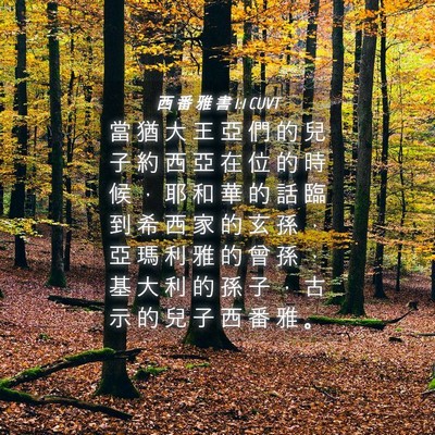 Picture 04 - 西 番 雅 書 1:1 CUVT - 當 猶 大 王 亞 們 的 兒 子 約 西 亞 - Bible Verse Picture