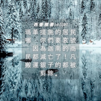 Picture 04 - 西 番 雅 書 1:11 CUVT - 瑪 革 提 施 的 居 民 哪 ， 你 們 要 - Bible Verse Picture