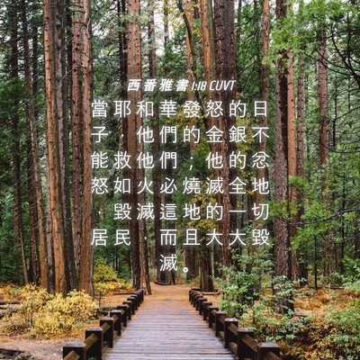 Picture 04 - 西 番 雅 書 1:18 CUVT - 當 耶 和 華 發 怒 的 日 子 ， 他 們 - Bible Verse Picture