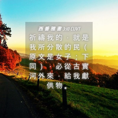 Picture 04 - 西 番 雅 書 3:10 CUVT - 祈 禱 我 的 ， 就 是 我 所 分 散 的 - Bible Verse Picture