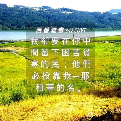 Picture 04 - 西 番 雅 書 3:12 CUVT - 我 卻 要 在 你 中 間 留 下 困 苦 貧 - Bible Verse Picture