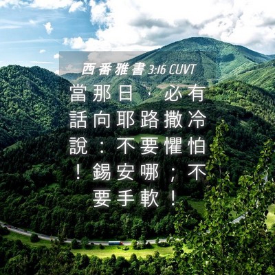 Picture 04 - 西 番 雅 書 3:16 CUVT - 當 那 日 ， 必 有 話 向 耶 路 撒 冷 - Bible Verse Picture