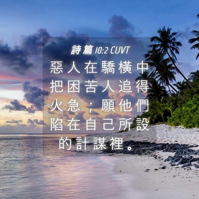 Picture 04 - 詩 篇 10:2 CUVT - 惡 人 在 驕 橫 中 把 困 苦 人 追 得 - Bible Verse Picture