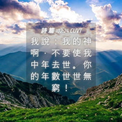 Picture 04 - 詩 篇 102:24 CUVT - 我 說 ： 我 的 神 啊 ， 不 要 使 我 - Bible Verse Picture