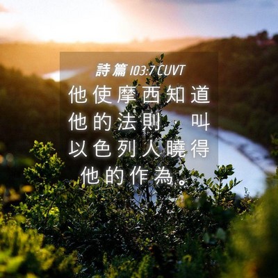 Picture 04 - 詩 篇 103:7 CUVT - 他 使 摩 西 知 道 他 的 法 則 ， 叫 - Bible Verse Picture