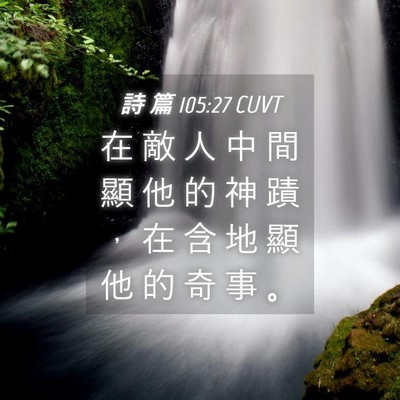 Picture 04 - 詩 篇 105:27 CUVT - 在 敵 人 中 間 顯 他 的 神 蹟 ， 在 - Bible Verse Picture