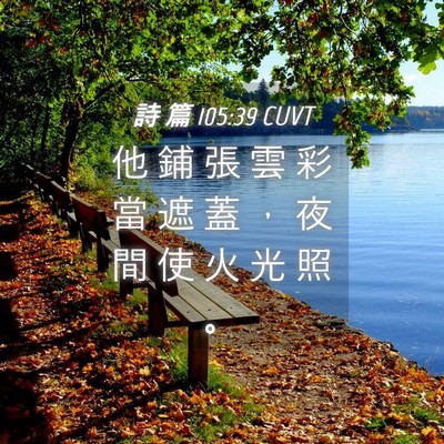 Picture 04 - 詩 篇 105:39 CUVT - 他 鋪 張 雲 彩 當 遮 蓋 ， 夜 間 使 - Bible Verse Picture