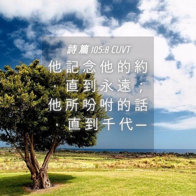 Picture 04 - 詩 篇 105:8 CUVT - 他 記 念 他 的 約 ， 直 到 永 遠 ； - Bible Verse Picture