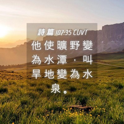 Picture 04 - 詩 篇 107:35 CUVT - 他 使 曠 野 變 為 水 潭 ， 叫 旱 地 - Bible Verse Picture