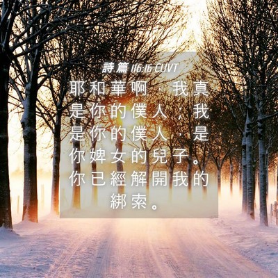 Picture 04 - 詩 篇 116:16 CUVT - 耶 和 華 啊 ， 我 真 是 你 的 僕 人 - Bible Verse Picture
