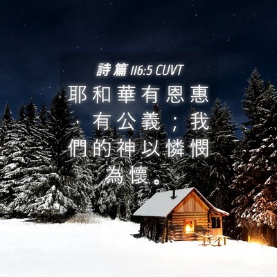 Picture 04 - 詩 篇 116:5 CUVT - 耶 和 華 有 恩 惠 ， 有 公 義 ； 我 - Bible Verse Picture