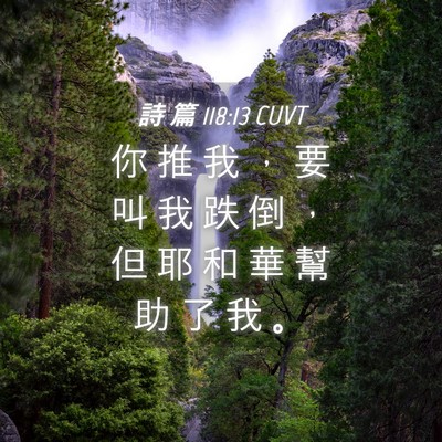 Picture 04 - 詩 篇 118:13 CUVT - 你 推 我 ， 要 叫 我 跌 倒 ， 但 耶 - Bible Verse Picture