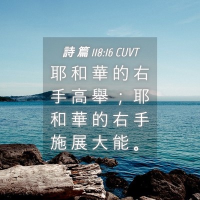 Picture 04 - 詩 篇 118:16 CUVT - 耶 和 華 的 右 手 高 舉 ； 耶 和 華 - Bible Verse Picture