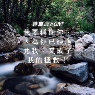 Picture 04 - 詩 篇 118:21 CUVT - 我 要 稱 謝 你 ， 因 為 你 已 經 應 - Bible Verse Picture