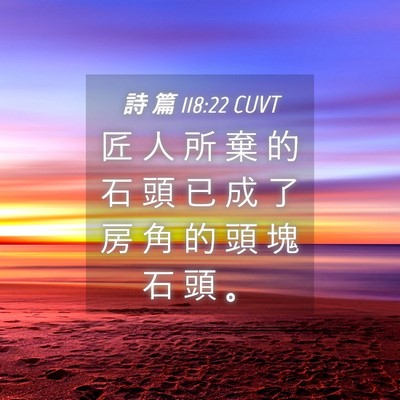 Picture 04 - 詩 篇 118:22 CUVT - 匠 人 所 棄 的 石 頭 已 成 了 房 角 - Bible Verse Picture