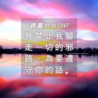 Picture 04 - 詩 篇 119:101 CUVT - 我 禁 止 我 腳 走 一 切 的 邪 路 ， - Bible Verse Picture