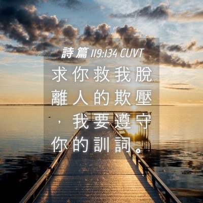 Picture 04 - 詩 篇 119:134 CUVT - 求 你 救 我 脫 離 人 的 欺 壓 ， 我 - Bible Verse Picture