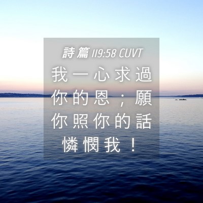 Picture 04 - 詩 篇 119:58 CUVT - 我 一 心 求 過 你 的 恩 ； 願 你 照 - Bible Verse Picture