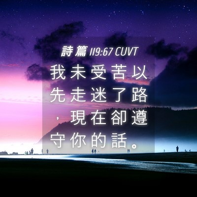 Picture 04 - 詩 篇 119:67 CUVT - 我 未 受 苦 以 先 走 迷 了 路 ， 現 - Bible Verse Picture