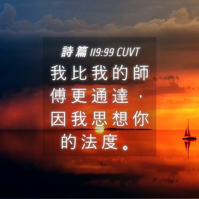 Picture 04 - 詩 篇 119:99 CUVT - 我 比 我 的 師 傅 更 通 達 ， 因 我 - Bible Verse Picture