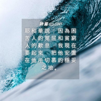 Picture 04 - 詩 篇 12:5 CUVT - 耶 和 華 說 ： 因 為 困 苦 人 的 冤 - Bible Verse Picture