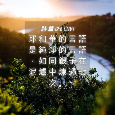 Picture 04 - 詩 篇 12:6 CUVT - 耶 和 華 的 言 語 是 純 淨 的 言 語 - Bible Verse Picture