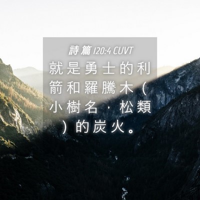 Picture 04 - 詩 篇 120:4 CUVT - 就 是 勇 士 的 利 箭 和 羅 騰 木 （ - Bible Verse Picture