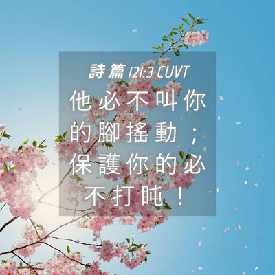 Picture 04 - 詩 篇 121:3 CUVT - 他 必 不 叫 你 的 腳 搖 動 ； 保 護 - Bible Verse Picture