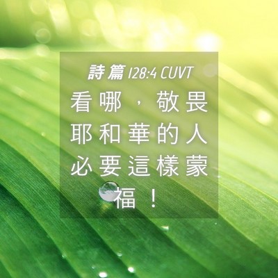 Picture 04 - 詩 篇 128:4 CUVT - 看 哪 ， 敬 畏 耶 和 華 的 人 必 要 - Bible Verse Picture