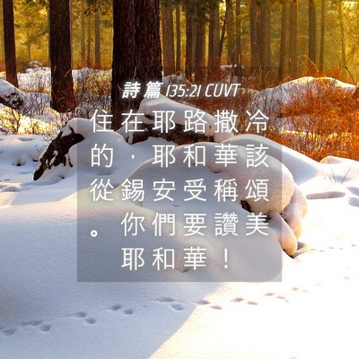 Picture 04 - 詩 篇 135:21 CUVT - 住 在 耶 路 撒 冷 的 ， 耶 和 華 該 - Bible Verse Picture