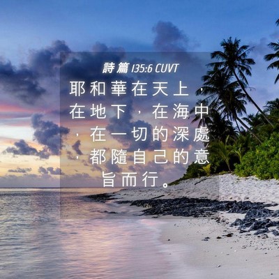 Picture 04 - 詩 篇 135:6 CUVT - 耶 和 華 在 天 上 ， 在 地 下 ， 在 - Bible Verse Picture