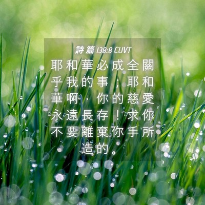 Picture 04 - 詩 篇 138:8 CUVT - 耶 和 華 必 成 全 關 乎 我 的 事 ； - Bible Verse Picture