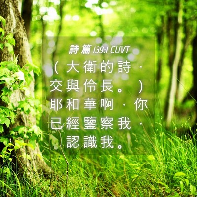Picture 04 - 詩 篇 139:1 CUVT - （ 大 衛 的 詩 ， 交 與 伶 長 。 ） - Bible Verse Picture