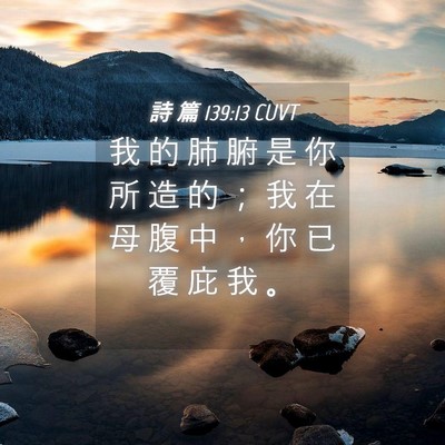 Picture 04 - 詩 篇 139:13 CUVT - 我 的 肺 腑 是 你 所 造 的 ； 我 在 - Bible Verse Picture
