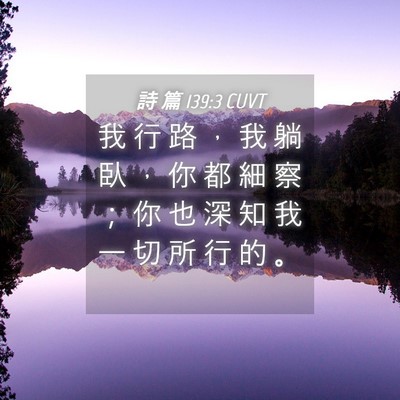Picture 04 - 詩 篇 139:3 CUVT - 我 行 路 ， 我 躺 臥 ， 你 都 細 察 - Bible Verse Picture