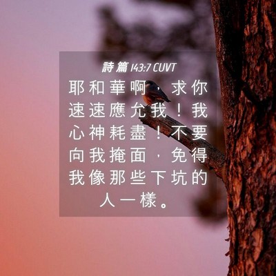 Picture 04 - 詩 篇 143:7 CUVT - 耶 和 華 啊 ， 求 你 速 速 應 允 我 - Bible Verse Picture