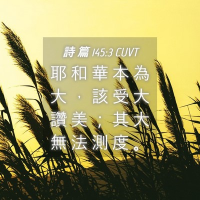 Picture 04 - 詩 篇 145:3 CUVT - 耶 和 華 本 為 大 ， 該 受 大 讚 美 - Bible Verse Picture
