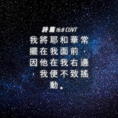 Picture 04 - 詩 篇 16:8 CUVT - 我 將 耶 和 華 常 擺 在 我 面 前 ， - Bible Verse Picture