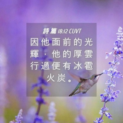 Picture 04 - 詩 篇 18:12 CUVT - 因 他 面 前 的 光 輝 ， 他 的 厚 雲 - Bible Verse Picture