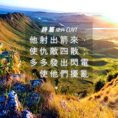 Picture 04 - 詩 篇 18:14 CUVT - 他 射 出 箭 來 ， 使 仇 敵 四 散 ； - Bible Verse Picture