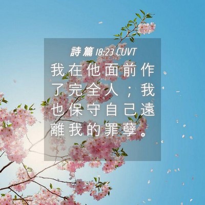 Picture 04 - 詩 篇 18:23 CUVT - 我 在 他 面 前 作 了 完 全 人 ； 我 - Bible Verse Picture