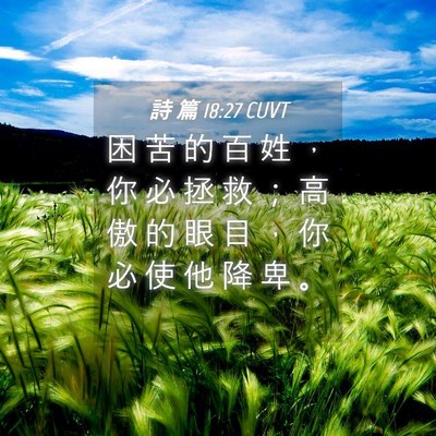 Picture 04 - 詩 篇 18:27 CUVT - 困 苦 的 百 姓 ， 你 必 拯 救 ； 高 - Bible Verse Picture