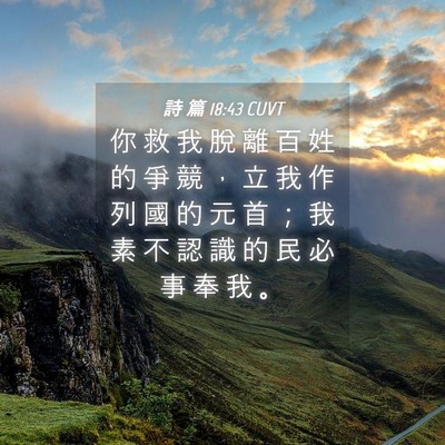 Picture 04 - 詩 篇 18:43 CUVT - 你 救 我 脫 離 百 姓 的 爭 競 ， 立 - Bible Verse Picture